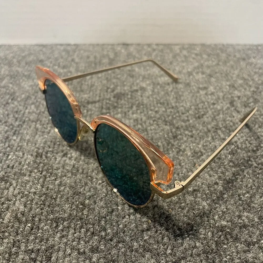 Ducktail Cat Eye Polarized Sunglasses Gold Holographic Crystal